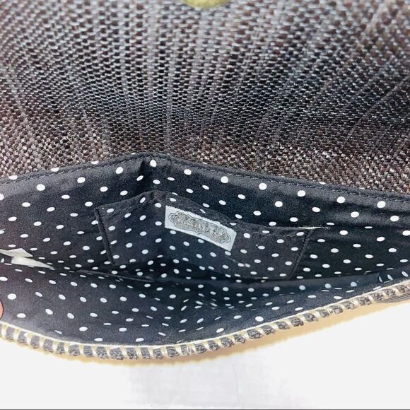 Woven Ruffle Clutch Black Straw Evening Bag Party Purse - Picture 3 of 10